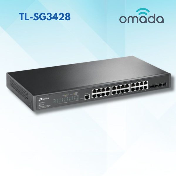 Bộ chuyển mạch TP-Link TL-SG3428 24 Cổng RJ45 Gigabit, 4 Cổng Quang SFP, Managed L2, Quản Lý Cloud Omada