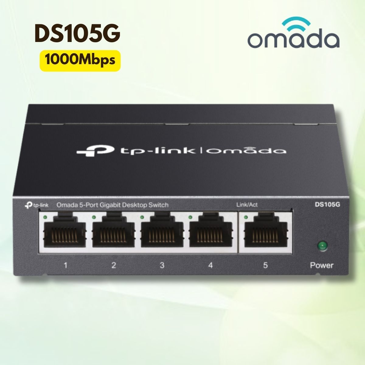 Switch 5 Cổng Gigabit Omada DS105G - Tốc độ 1000Mbps, Hỗ trợ Auto-MDI/MDIX, Vận hành yên tĩnh 24/7