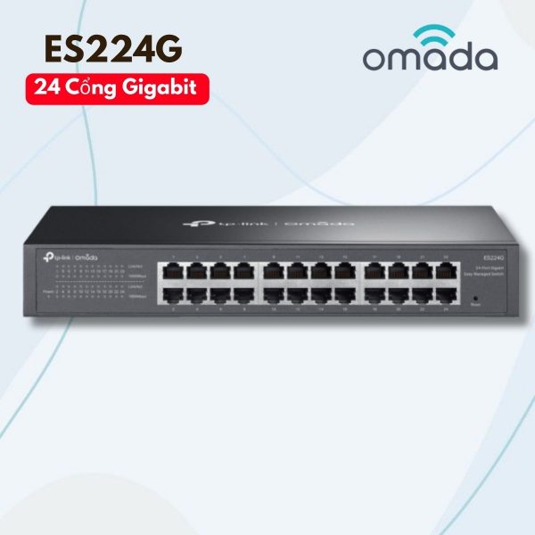 Switch 24 Cổng Gigabit Omada ES224G - Quản lý Cloud, Thiết kế không quạt, Cắm và chạy