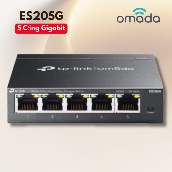 Switch 5 Cổng Gigabit Omada ES205G 5 cổng RJ45 10/100/1000Mbps, Thiết kế không quạt, Hỗ trợ VLAN