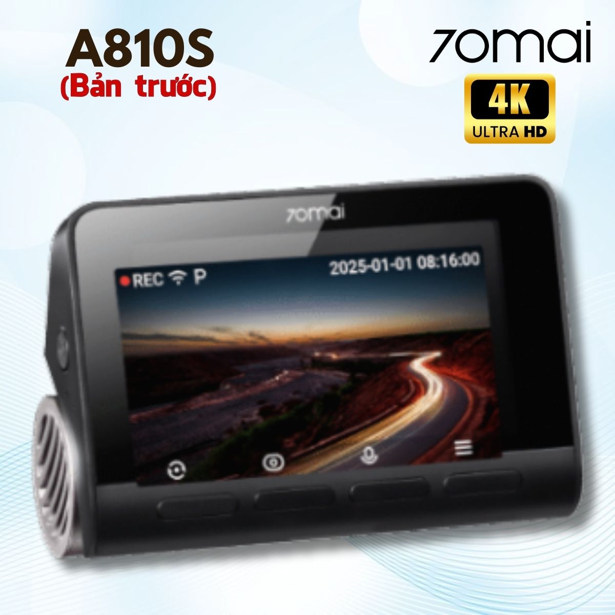 Camera hành trình 70mai A810S 4K Ultra HD, Màn hình 3 inch IPS, Cảm biến Sony Starvis 2, Tích hợp Wi-Fi & Bluetooth (chỉ cam trước )