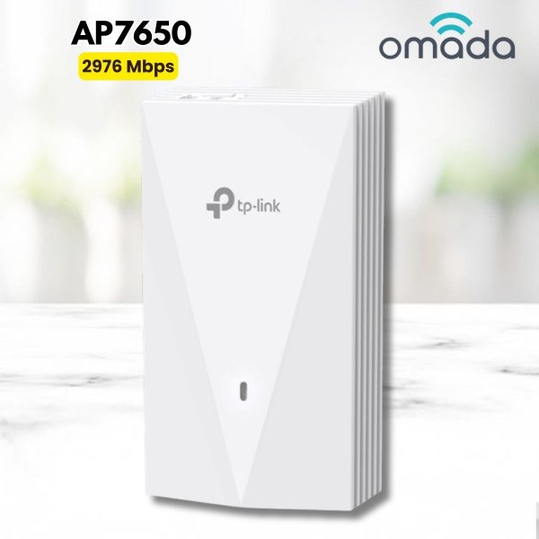 Bộ phát wifi WiFi 6 gắn tường Omada Pro AP7650 AX3000, Băng thông 2976 Mbps, Tích hợp Switch 3 Cổng Gigabit