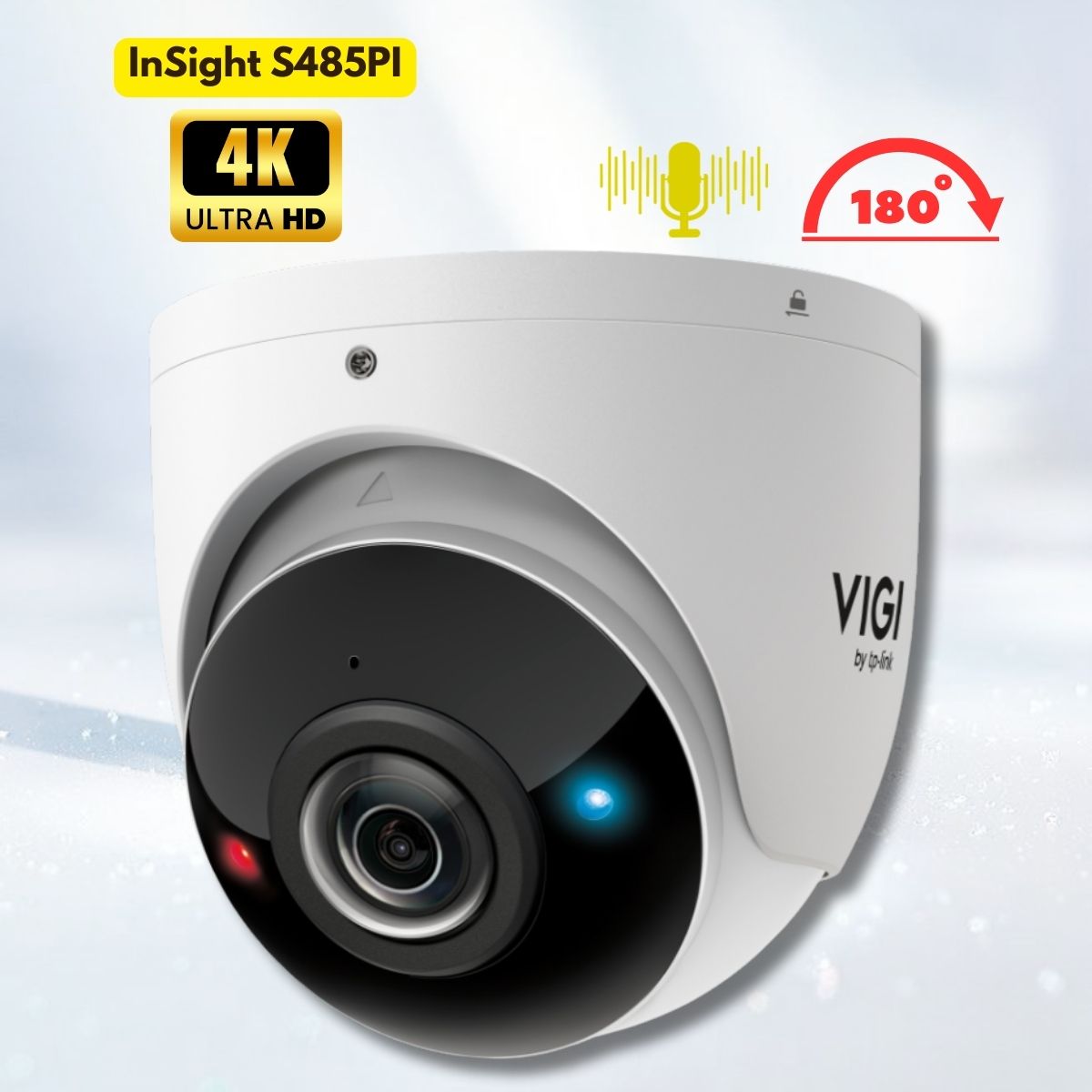 Camera Turret Hồng ngoại 8MP TP-Link VIGI InSight S485PI, Góc nhìn 180°, Cảnh báo đèn xanh & đỏ, Nhận diện Người & Xe, IR 20m