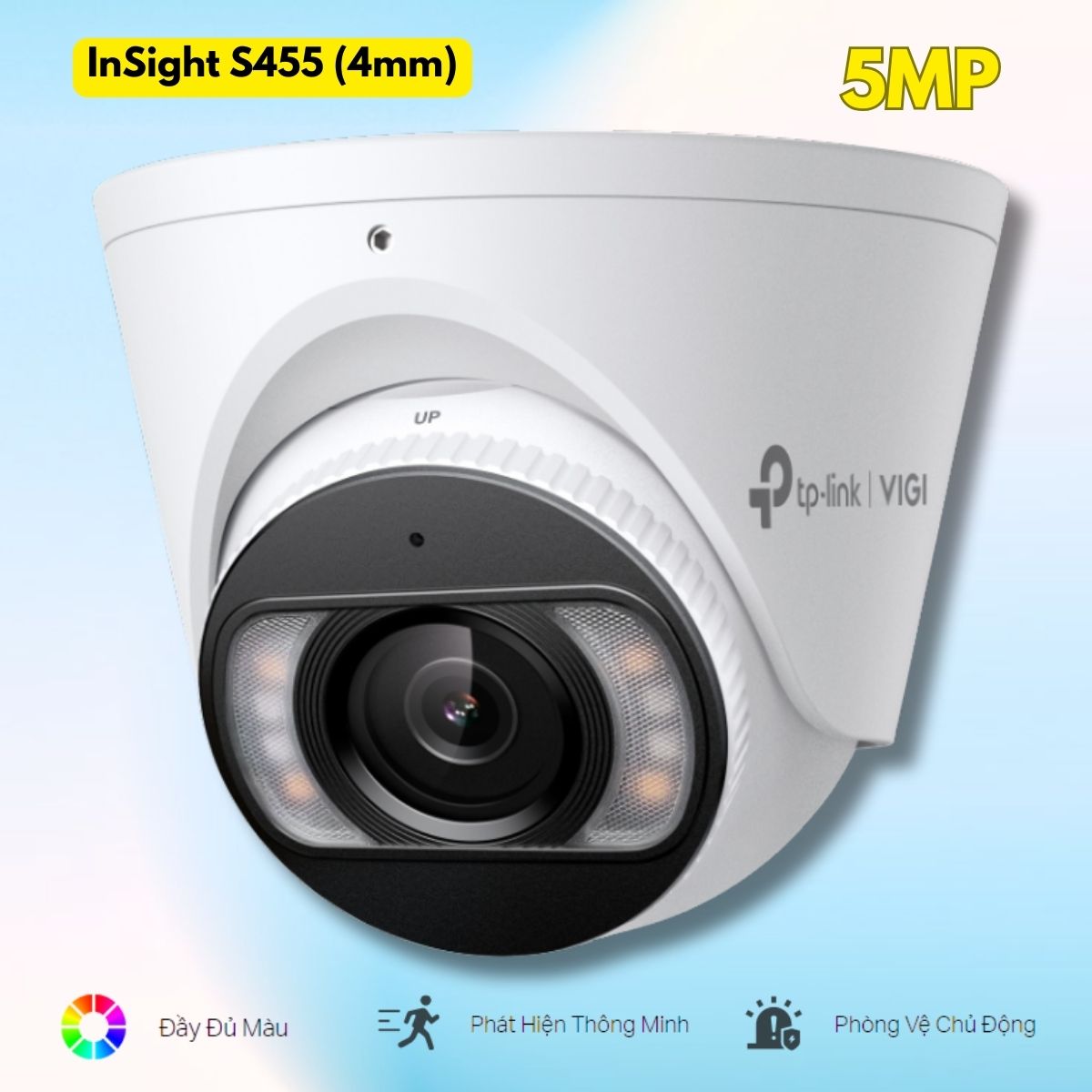 Camera Turret 5MP VIGI InSight S455 (4mm) Đàm thoại 2 chiều, Nhìn đêm kép (Full-Color & IR), 120dB WDR
