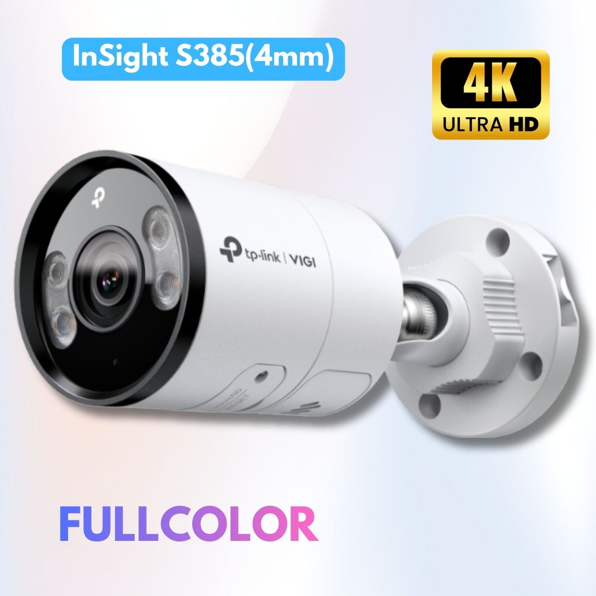 Camera VIGI InSight S3854mm) 8MP Ống kính bắt cận, Full-Color, Nhìn đêm 30m, Đàm thoại 2 chiều, IP67, H.265+