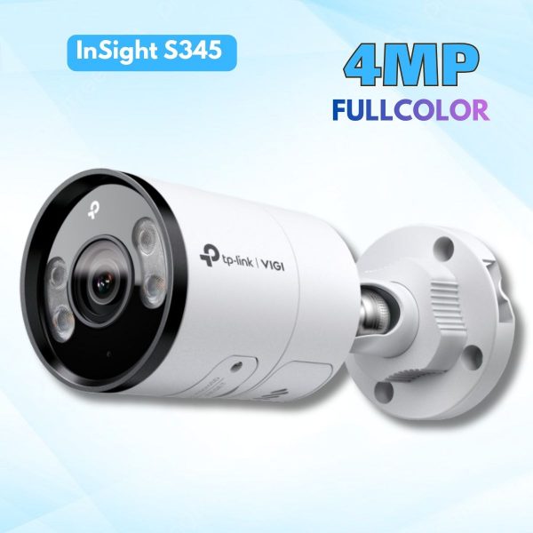 Camera Bullet 4MP Ngoài Trời vigi InSight S345 Ghi hình màu 24/7, Đàm thoại 2 chiều, Báo động đèn còi, Thẻ nhớ 512GB