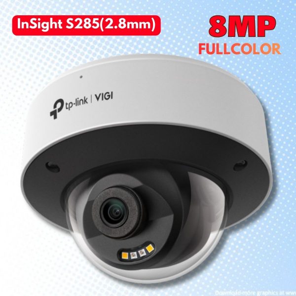 Camera Vòm VIGI InSight S285(2.8mm) 8MP, Full-Color & IR 30m, Đàm thoại 2 chiều, 120dB WDR, Phát hiện người & xe, IK10 & IP67