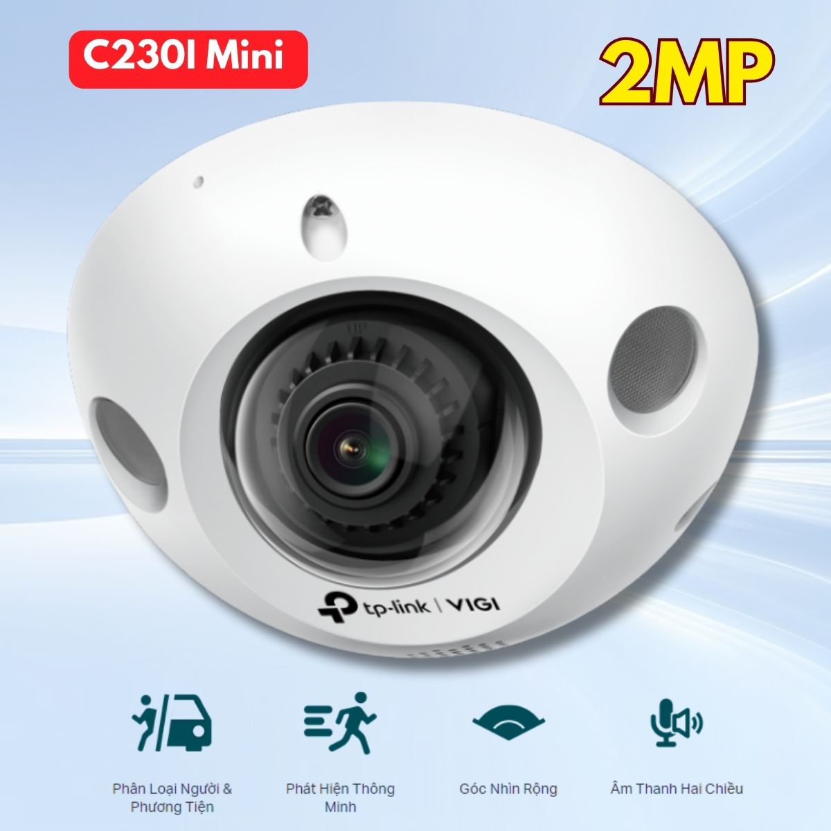 Camera VIGI Dome Hồng ngoại VIGI C230I Mini 3MP, Phân loại người & xe, Đàm thoại 2 chiều, Điều khiển từ xa qua ứng dụng, IK08