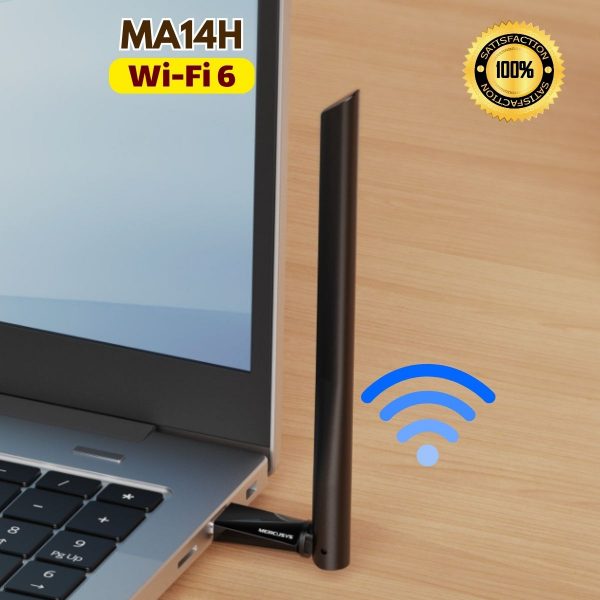 Adapter USB 2.0 Wi-Fi 6 Mercury MA14H Chuẩn AX300, Ăng-ten Tăng Cường, Hỗ Trợ MU-MIMO & OFDMA, Bảo Mật WPA2, WPA3