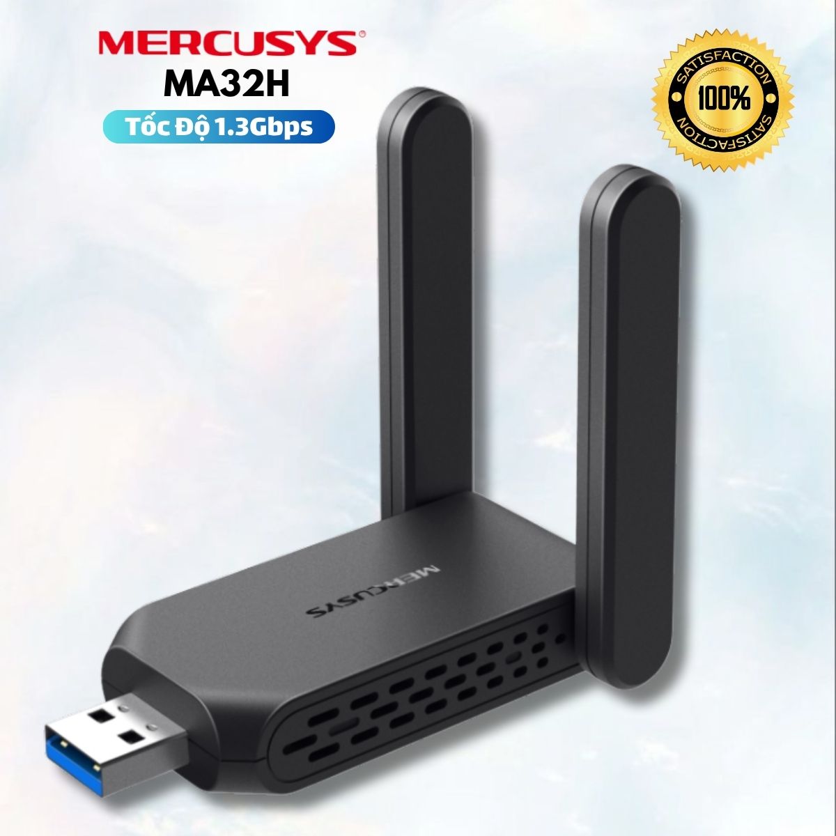 USB Thu Wi-Fi AC1300 Mercusys MA32H: Hai Ăng-ten Ngoài, USB 3.0, Tốc Độ 1.3Gbps, Hỗ Trợ MU-MIMO & Bảo Mật WPA3