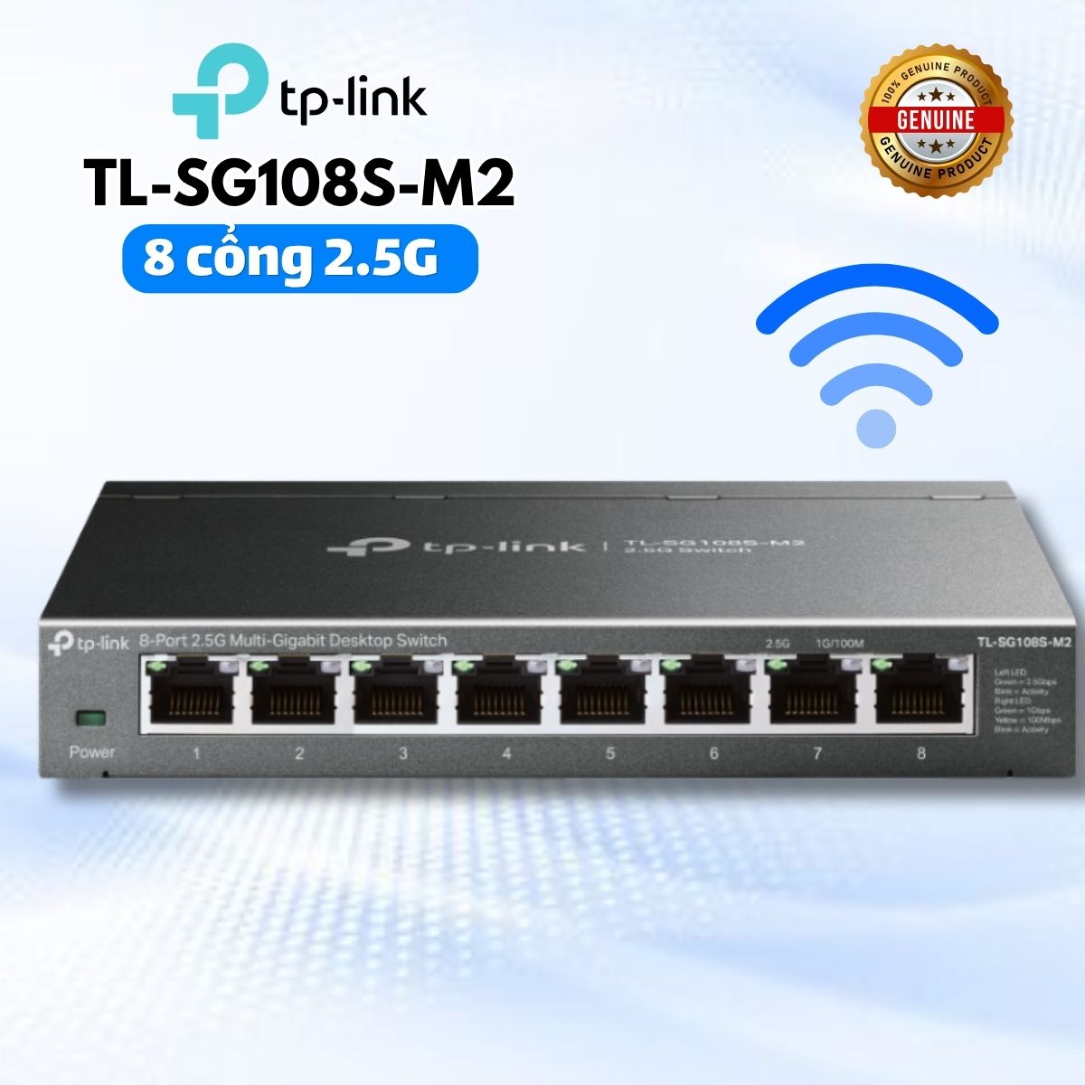 Bộ chuyển mạch để bàn 8 cổng 2.5G Multi Gigabit TP-Link TL-SG108S-M2, Tốc độ 100Mbps / 1Gbps / 2.5Gbps, Cắm và chạy