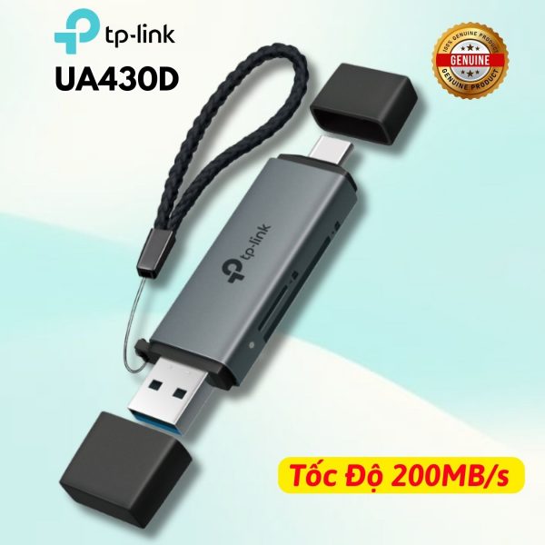 Đầu Đọc Thẻ 2 Đầu USB-C & USB-A TP-Link UA430D: Tốc Độ 200MB/s, Dung lượng 2 TB, Cắm và dùng