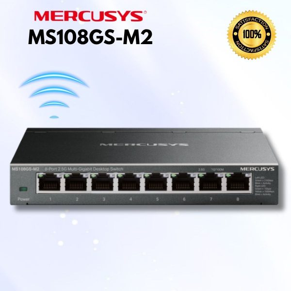 Switch 8 Cổng 2.5G Đa Gigabit Mercusys MS108GS-M2: Tốc Độ 2500Mbps, Hoạt động êm ái, Cắm & chạy
