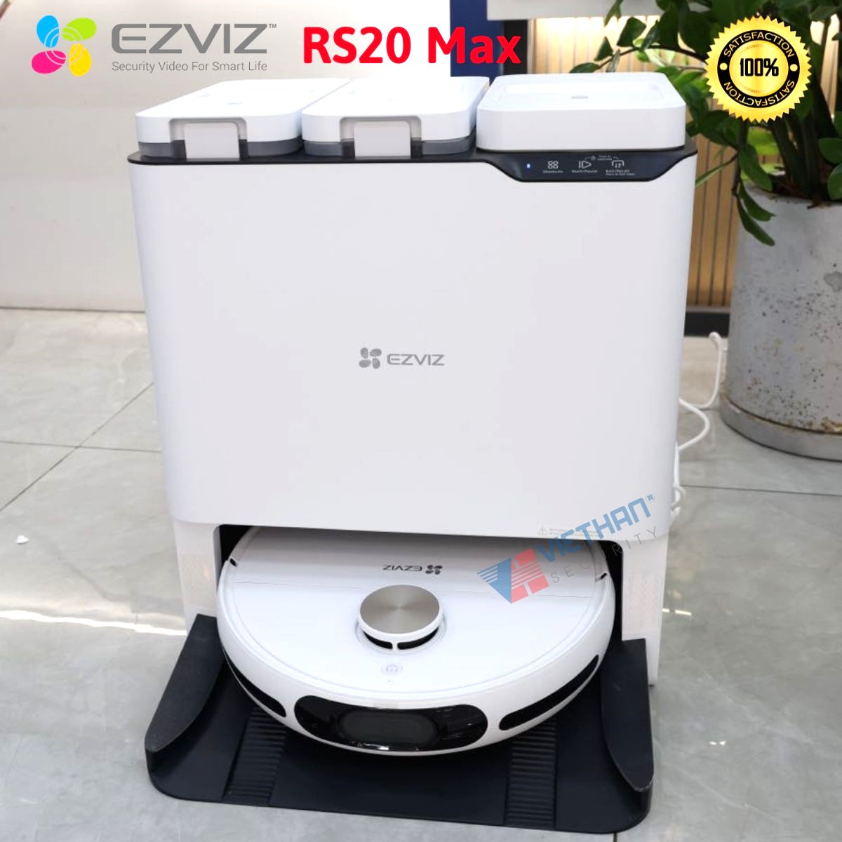 Robot hút bụi lau nhà Ezviz RS20 Max, Tích hợp hút & lau, Lực hút 13.000Pa, Trang bị Camera AI, Chống rối tóc