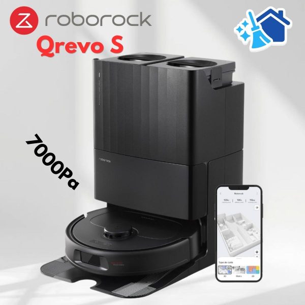 Robot lau nhà hút bụi tự động đổ rác Roborock Qrevo S: Lực Hút 7000Pa, lau chổi xoay 360, Giặt giẻ nước nóng 60°C, Nâng giẻ thông minh 10mm