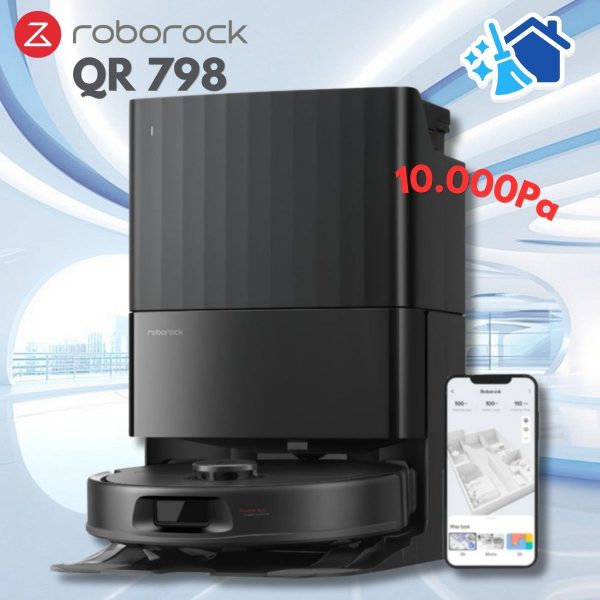 Robot hút bụi lau nhà Roborock QR 798 Lực Hút 10.000Pa, Lau Xoay Kép Thông Minh, Giặt & Sấy Khô Giẻ, Tránh Vật Cản & LiDAR 360°