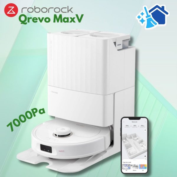 Robot Tự Giặt & Sấy Giẻ Roborock Qrevo MaxV, Lực Hút 7000Pa, Tránh vật cản AI, Lau xoay kép chuyên sâu