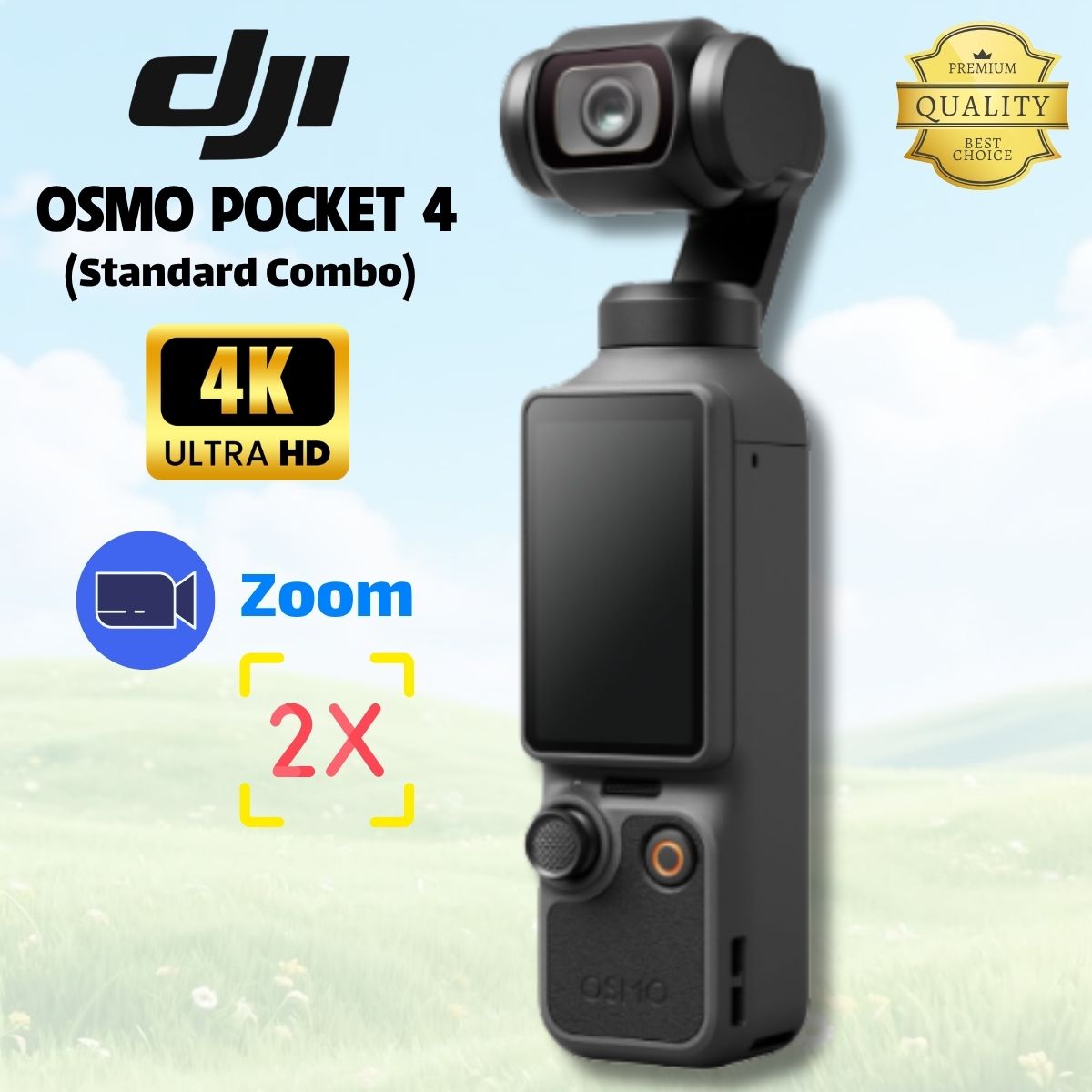 Camera DJI Pocket 4 Osmo 4K/240fps, Zoom 2x Sắc Nét, Chống Rung Mượt, Quay Vlog Review Sản Phẩmn CMOS 1-inch (Standard Combo)