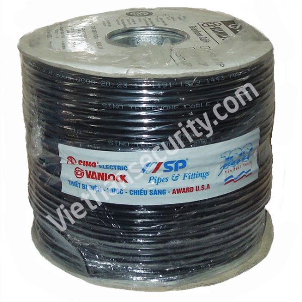 Cáp điện thoại SINO 4 ruột (2P), có lớp bạc chống nhiễu, sợi dây trần, lớp mỡ bám vào dây chống ẩm ( Cuộn 200M)