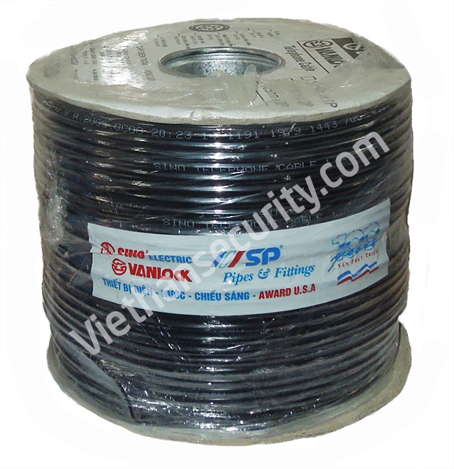 Cáp điện thoại SINO 4 ruột (2P), có lớp bạc chống nhiễu, sợi dây trần, lớp mỡ bám vào dây chống ẩm ( Cuộn 200M)