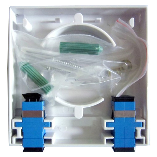 Hộp phối quang gắn tường ODF 2FO đầy đủ phụ kiện, 2 adapter SC