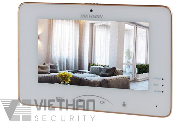 Chuông cửa màn hình HIKVISION DS-KH8300-T cảm ứng 7" TFT LCD, có nút nhấn cảm ứng, 8 ngõ vào báo động, nguồn 12VDC, POE