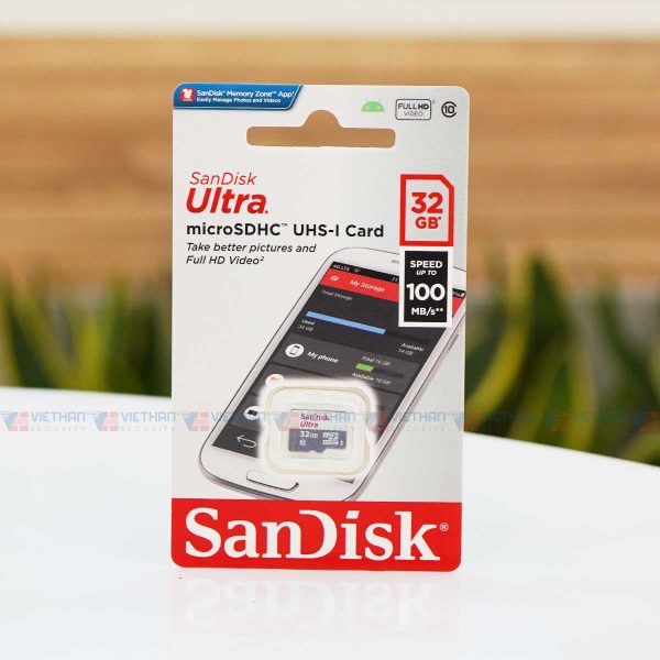 Thẻ nhớ Micro SD 32GB Sandisk Ultra Class 10 UHS-I 100Mb/s chuyên dùng ghi hình cho camera IP