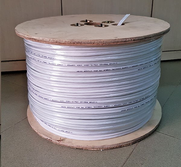 Cáp đồng trục kèm dây nguồn V-STAR RG6 + 2C chuyên dùng cho camera ( Cuộn 305M )