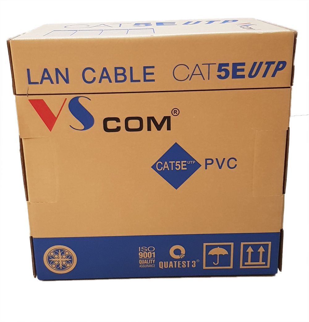 Dây Cáp mạng Cat5e VSCOM UTP 4 cặp xoắn đôi, lõi đồng nguyên chất, vỏ PVC ( cuộn 305M)