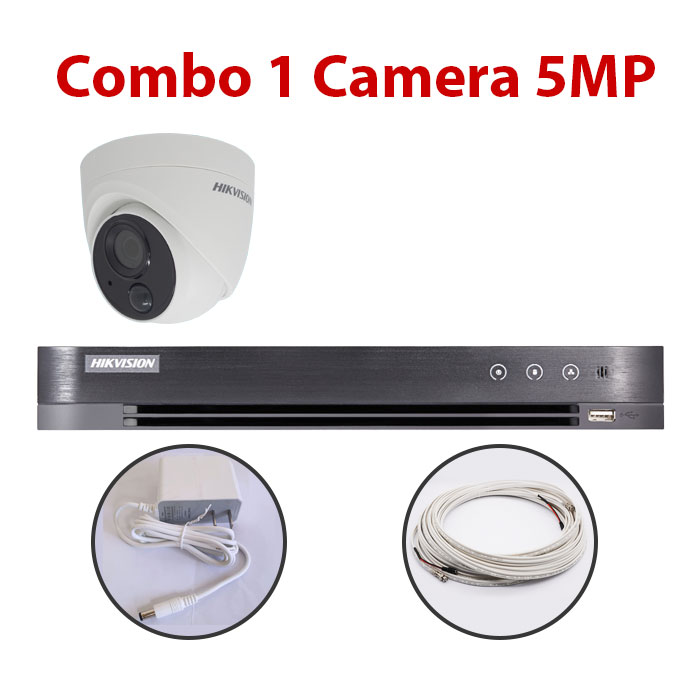 Trọn bộ 1 Camera DS-2CE71H0T-PIRL + Đầu ghi hình HIKVISION, có sẵn phụ kiện, cắm điện là chạy