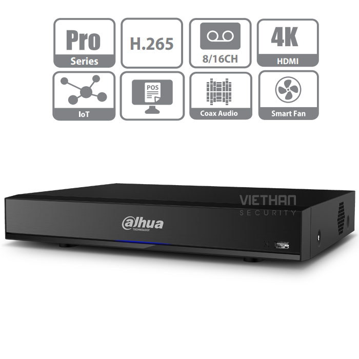 Đầu ghi hình Dahua DH-XVR7116HE-4KL-X HD 4K, 1 Sata, Audio,  kết nối 5 in 1, add thêm 16 camera IP