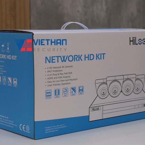 Bộ kit 4 camera dome ip Poe Hilook IK-4042TH-MH/P (bộ 4 camera 2MP + 1 đầu ghi )
