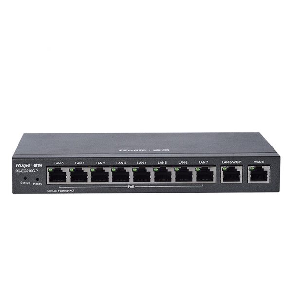 Thiết bị mạng Smart Gateway RUIJIE RG-EG210G-P tích hơp cấp nguồn PoE (10-Port Gigabit Cloud Managed Gataway, support up to 8 POE/POE )