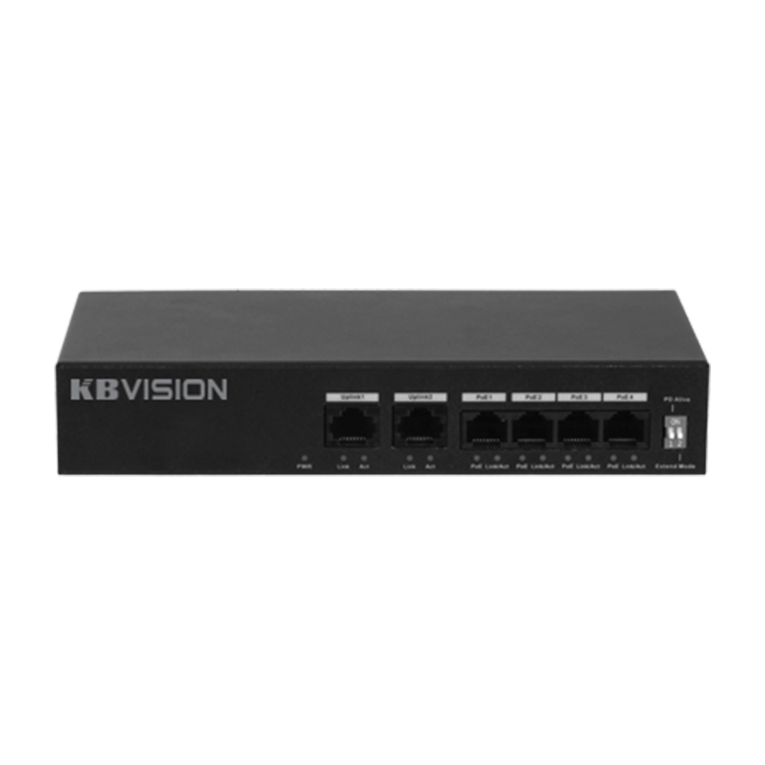 Thiết bị mạng HUB -SWITCH POE Kbvision KX-ASW04P2 (4 PoE ports 10/100 Mbps Base-TX, 2 uplink ports 10/100Mbps Base-TX)
