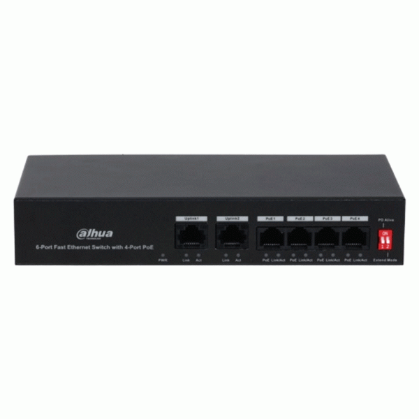 Thiết bị mạng HUB - SWITCH POE Dahua DH-PFS3006-4ET-36 (6-Port Fast Ethernet Switch with 4-Port PoE, chống set 6KV)