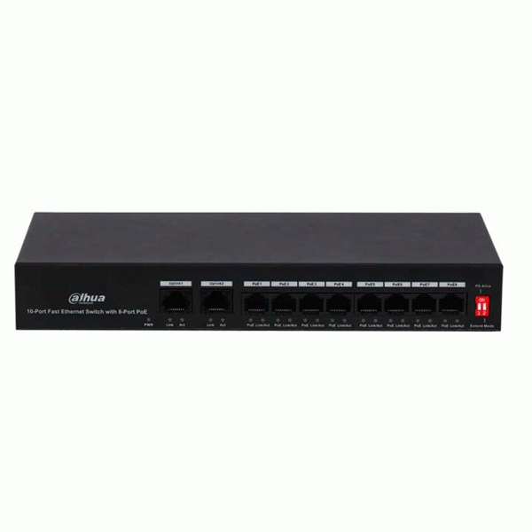 Thiết bị mạng HUB - SWITCH POE Dahua DH-PFS3010-8ET-65 (Cổng giao tiếp 2 * 10/100 Base-TX,chống sét 4KV)