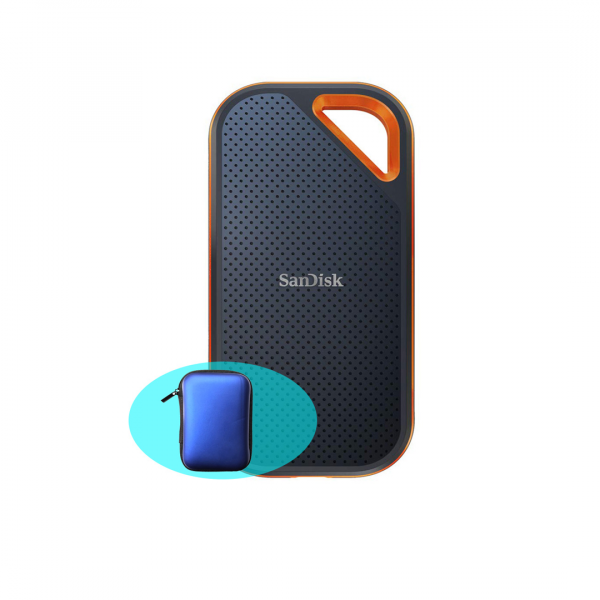 Ổ cứng gắn ngoài SanDisk Extreme Pro Portable SSD, 500GB, USB 3.1 Gen 2, Type C & Type A compatible, Speeds up to 1050MB/s, IP55 dust-water resistance, Ruggedized case with aluminum  bumper body, SDSSDE80-500G-G25