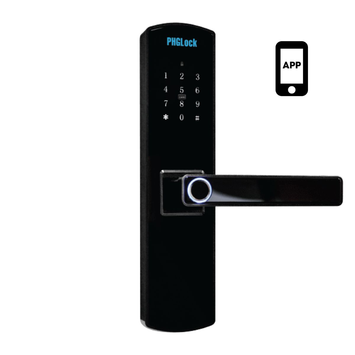 Cửa khóa vân tay PHGLock FP8030 cho căn hộ, nhà phố, mở khóa bằng thẻ MI, mật mã, vân tay và chìa khóa cơ