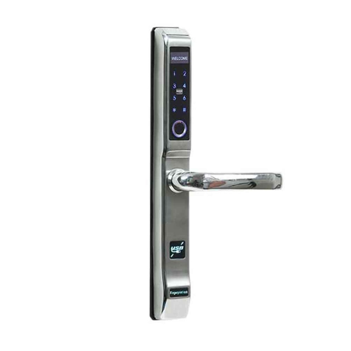 Khóa vân tay cửa nhôm xingfa PHGLock FP5292 màu bạc, thẻ MI, mật mã, vân tay, chìa khóa cơ