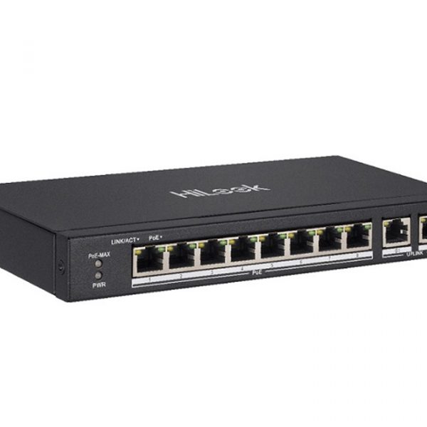 Switch 8 Port PoE HiLook NS-0310P-60 100Mbps, công suất PoE 60W, 2 cổng Uplink 100M
