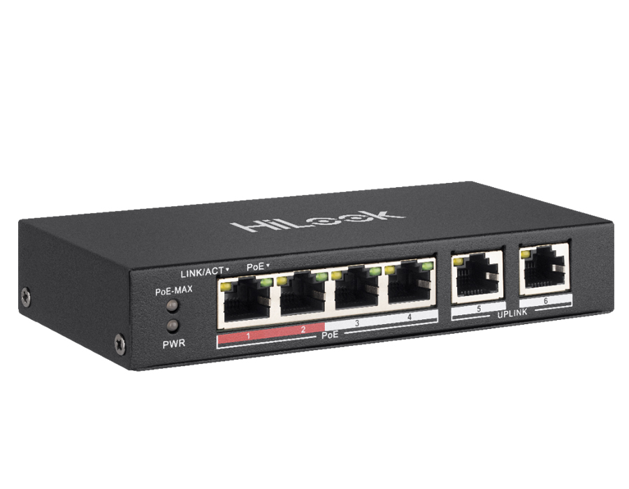 Switch 4 Port PoE HiLook NS-0106P-35 100Mbps, công suất PoE 35W, 2 cổng Uplink 100M