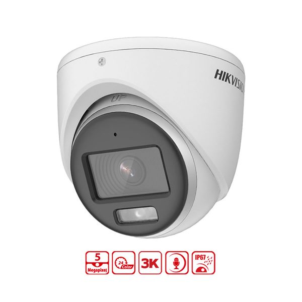 Camera colorvu 3K Hikvision DS-2CE72KF0T-FS 5MP cảm biến CMOS, đèn LED 40m, tích hợp mic thu âm