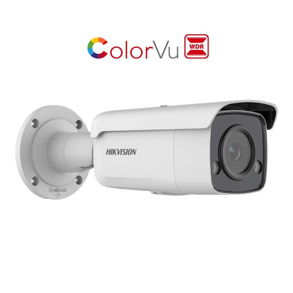 Camera IP Colorvu thân trụ chống báo giả Hikvision DS-2CD2T27G2-L 2MP, đèn 60m, tích hợp mic thu âm