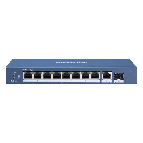 Switch cấp nguồn PoE 8 cổng Hikvision DS-3E0510P-E/M 1 cổng gigabit SFP