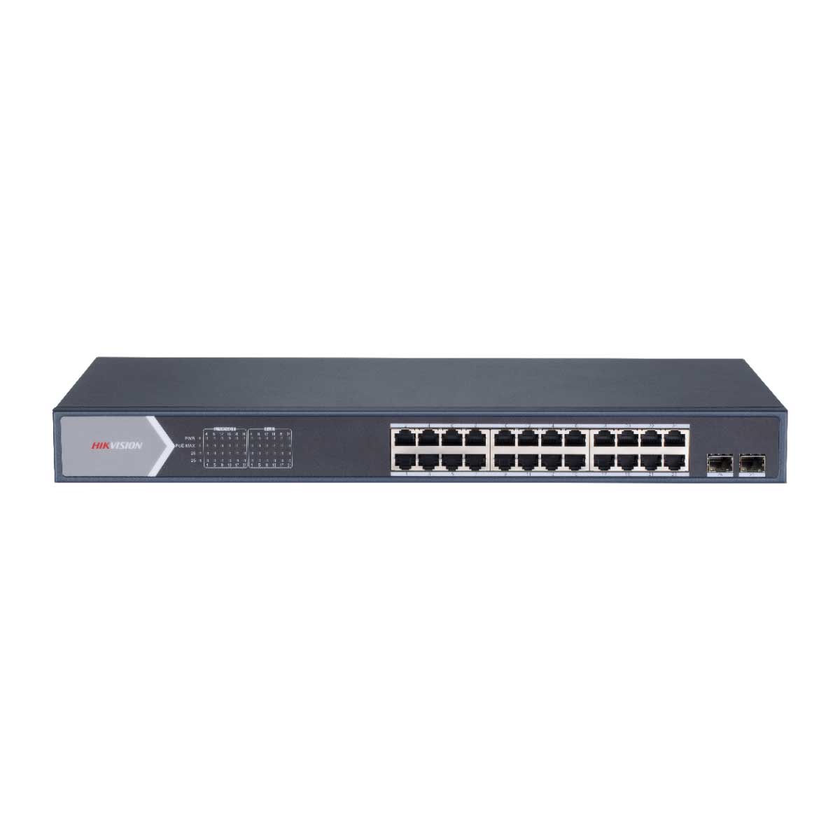 Switch PoE 24 cổng Hikvision DS-3E0526P-E/M 2 cổng gigabit SFP, tốc độ chuyển mạch: 52 Gbps
