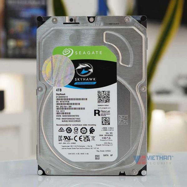 Ổ cứng 4TB SEAGATE SKYHAWK ST4000VX013 hiệu năng 180MB/s, Cache 256MB, cảm biến chống rung RV