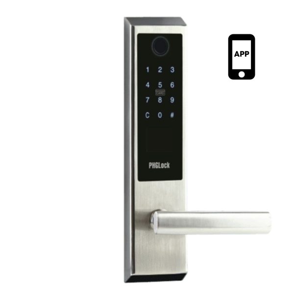 Khóa tay gạt cho văn phòng PHGLock FP7203 dùng thẻ MI, mật mã, vân tay, và chìa khóa (Tùy chọn APP)