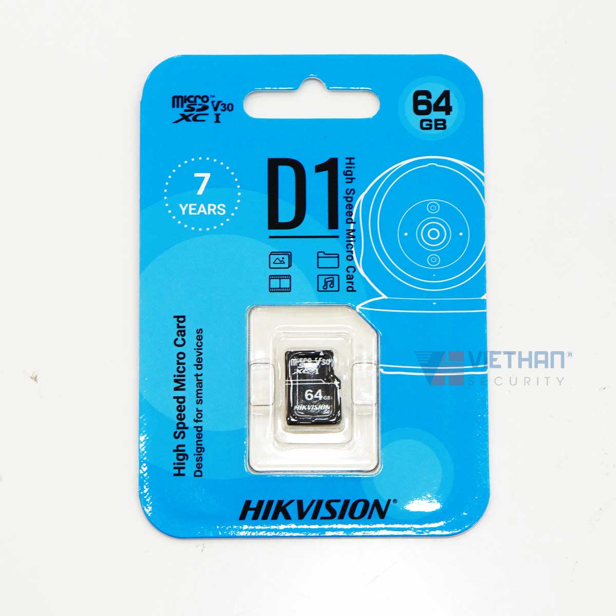 Thẻ nhớ MicroSD 64GB Hikvision màu xanh chuyên dụng camera HS-TF-D1(STD)/64G tốc độ ghi 40MB/s, tốc độ đọc 92MB/s