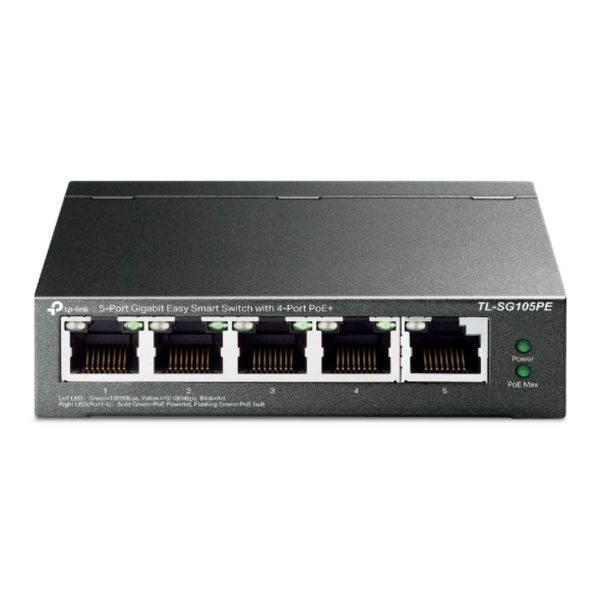 Easy Smart Switch TP-Link TL-SG105PE 4× Gigabit PoE+ Ports, 1× Gigabit Non-PoE , PoE 65W