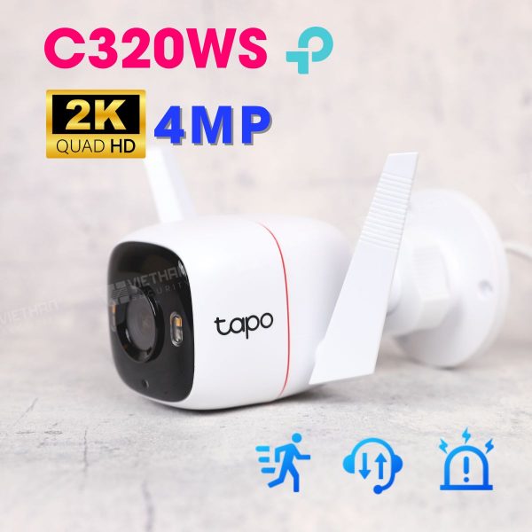 Camera an ninh ngoài trời TP-Link Tapo C320WS 2K QHD, tích hợp míc và loa, cảnh báo âm thanh